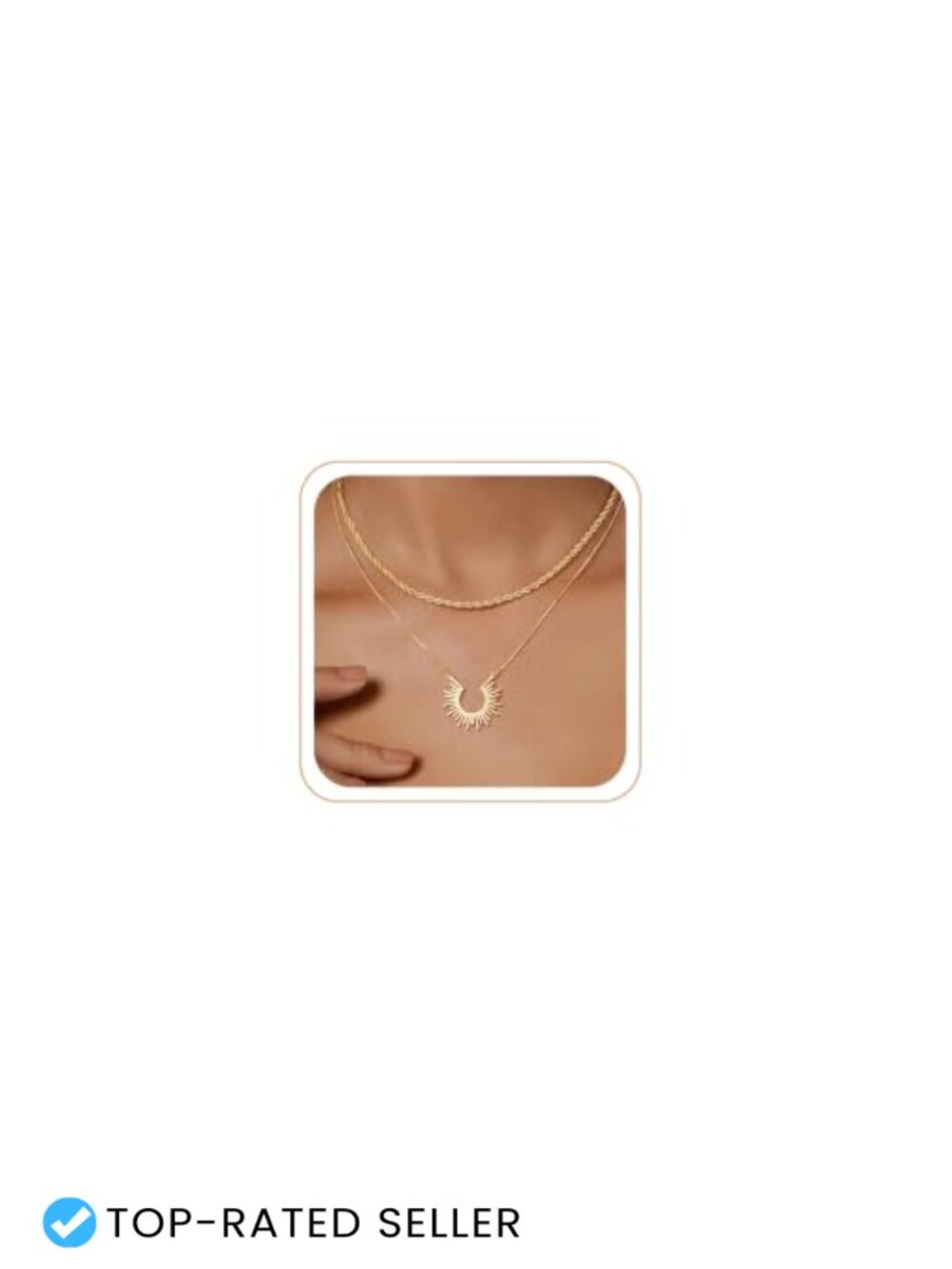 Dainty 14k Gold Plated Layered Pendant Necklace Stack